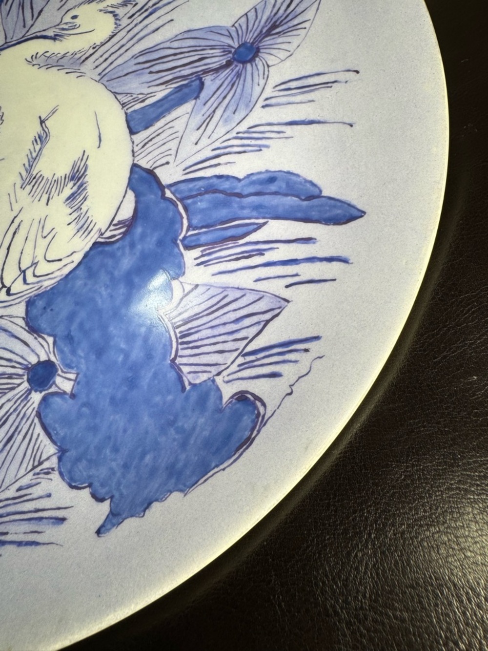 Hand Painted Blue & White Heron / Crane Bird Decorative Wall Plate - Home Art - Picture 9 of 12